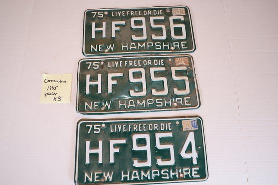 LOT 19 - VINTAGE NH. PLATES - CONSECUTIVE NUMBERS
