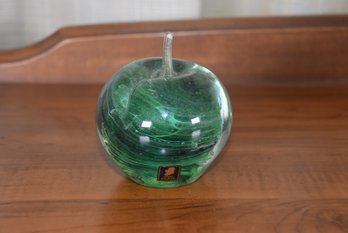 LOT 22 - PAPERWEIGHT, SHAPE OF APPLE, VINTAGE, KERRY GLASS, MADE IN ENGLAND