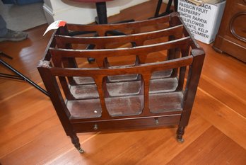 LOT 76 - VINTAGE MAGAZINE RACK WITH DRAWER