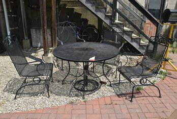 LOT 143 - REALLY NICE OUTDOOR METAL CHIARS AND TABLE