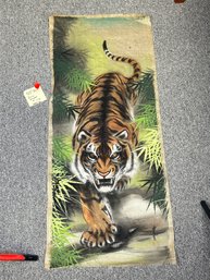 304 - ASIAN, TIGER, PAINTED ON SILK