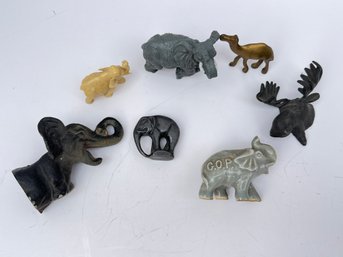 199 - NOTICE ANTIQUE, MADE IN GERMANY 'GOP PAYNE' AND HEAVY MOOSE AND ELEPHANT, MAINE ELECTION EARLY PIECES