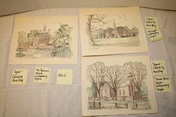 LOT 45 - THREE, SIGNED AND COLORED PIECES