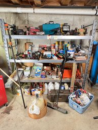 339 - VERY HEAVY DUTY STORAGE RACK WITH ALL CONTENTS! AMAZING LOT!  SEE ALL PHOTOS! (GOUND LEVEL)