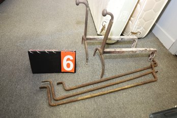 LOT 6 - ANDIRONS AND FIREPLACE TOOLS