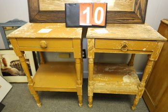 LOT 10 - PAIR OF VINTAGE ONE DRAWER FURNITURE - CHIPPY PAINT - BEAUTIFUL!