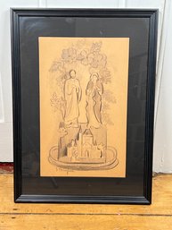 216 - D.M. HUGHES, LISTED ARTIST, PENCIL, FRAMED