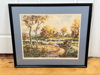 217 - AMERICAN FARM BY JOHN HARE, FRAMED