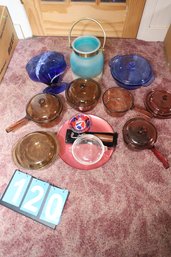 LOT 120 - NICE COLLECTION OF VINTAGE COOKWARE GLASS AND MORE