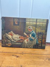 228 - ANTIQUE OIL ON CANVAS, HOLY, 1918, --- VERY NICE!!!!!