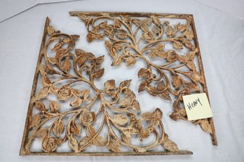 LOT 84 - TWO VERY HEAVY VERY LARGE SIZE ANTIQUE CAST ORATE SHELF BRACKETS