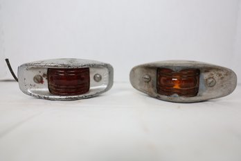 LOT 88 - TWO VERY OLD MARKER LIGHTS (RED AND ORANGE)