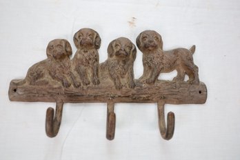 LOT 91 - CAST DOG WALL HANGING FOR LEASHES