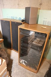 LOT 201 - NICE LOT OF SONY SPEAKERS - TURN TABLE - MEGA STORAGE 300 AND MORE! IN BASMENT BRING HELP WITH MOVE!