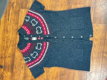 269 - WOOLRICH WOMENS 80% WOOL LONG SWEATER, PULL OVER, XL, SUPER HIGH QUILITY!  SHEEP LOGOS, GREAT COLORS!!!!