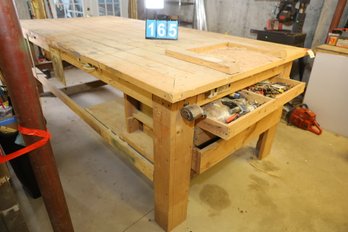 LOT 165 - VERY NICE LARGE WORKBENCH AS SHOWN - CLOSE TO DOOR - NO NEED TO TAKE APART! SIZE LISTED!