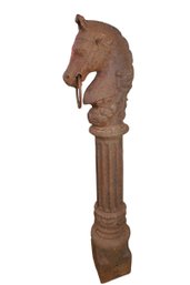 LOT 196 - AMAZING AND HEAVY! CAST IRON, TALL, HORSE HITCHING POST! SO COOL!