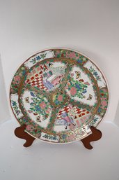 LOT 31 - LARGE ORIENTAL PLATE AND STAND - AMAZING COLORS!