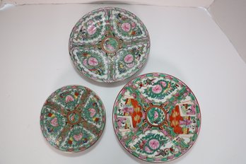 LOT 35 - THREE ORIENTAL PLATES - BEAUTIFUL!