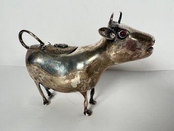 95 - RARE, STERLING SILVER(?) COW CREAMER - (SEE PAST SOLD  ON EBAYWORTHPOINT! $700-$900!)