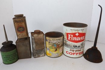 LOT 14 - VINTAGE CANS , OILERS , NOTICE BOSTON VARNISH CAN!