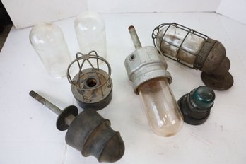 LOT 15 - VINTAGE INDUSTRIAL LIGHTING , AND INSOLATORS