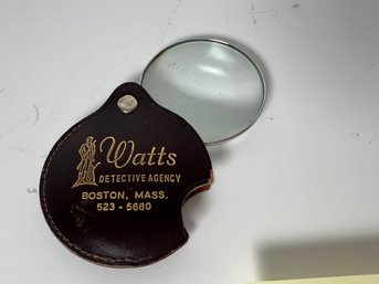 101 -WATTS DETECTIVE AGENCY MAGNIFING GLASS ,EARLY BOSTON