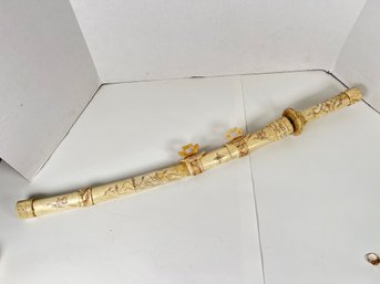 9 - EARLY ENGRAVED BONE SWORD, FUJIAN PROV. CHINA, VERY DETAILED! NICE LOT!