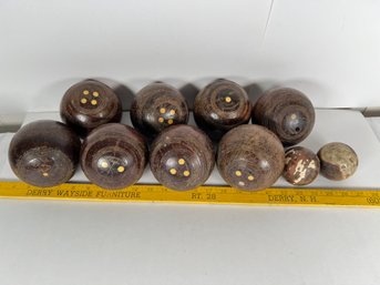 114 - ANTIQUE BOCCE BALLS, MADE IN LONDON!