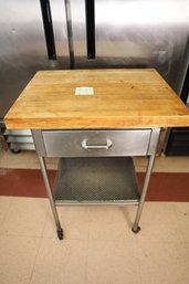 20 - BUTCHER TOP ROLLING STAINLESS STEEL CART