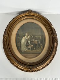 126 - ANTIQUE L. BOILLY, PRINT IN ANTIQUE OVAL FRAME