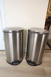 LOT 97 - TWO STAINLESS STEEL TRASH BINS