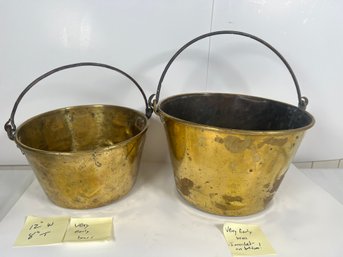 149 - VERY EARLY BRASS BUCKETS, SEE BOTTOM INSCRIBED
