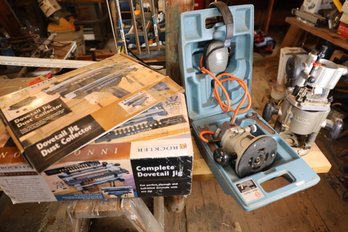 LOT 89 - DOVETAIL JIG, DUST COLLECTOR,ROUTERS AND MORE - ALL AS SHOWN