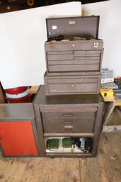 LOT 91 - VINTAGE CRAFTSMAN BOX, KENNEDY BOX, RUC INDUSTRIAL CABINET WITH ALL CONTENTS! NICE LOT!!!!