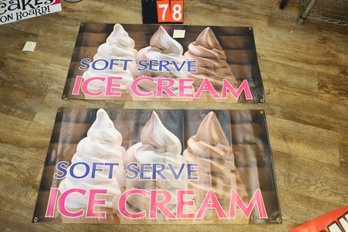 78 - TWO 'SOFT SERVE ICE CREAM' BANNERS