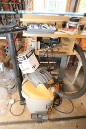 LOT 114 - ROUTER TABLE,  BITS , SHOPVAC CONECTED TO IT