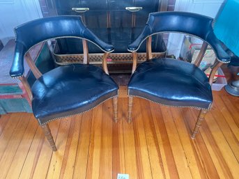 191 - TWO HICKORY LEATHER CHAIRS