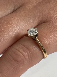 60 - 14K GOLD RING WITH LARGE DIAMOND! SO PRETTY!