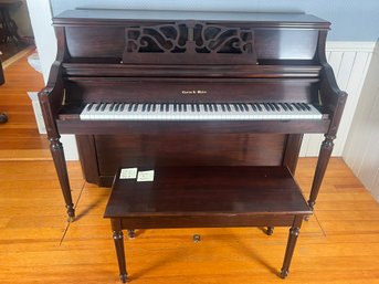 199 - CHARLES WALTER UPRIGHT PIANO AND BENCH - ABOUT 12' TO DOOR, 1ST LEVEL, CAN BACK TRUCK UP TO DOOR!