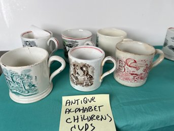 209 - ANTIQUE ALPHABET MUGS FROM THE 1800'S (RESELLERS LOOK UP COMPS, SOME ARE $$$)