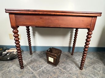 227 - VERY EARLY ANTIQUE FOLDING  SPIN-TOP TABLE AND OTHR BELOW IT