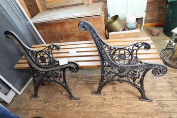 LOT 189 -  CAST IRON BENCH ENDS AND MID CENTURY BENCH - NICE LOT!