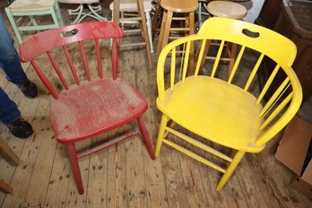 LOT 196 - YELLOW AND RED VINTAGE CHAIRS