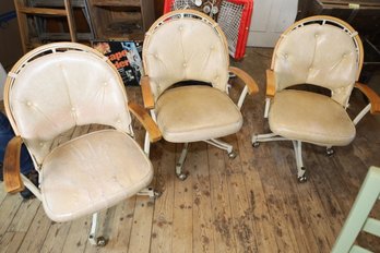 LOT 198 - VINTAGE METAL ROLLING CHAIRS - PRETTY HARD TO FIND