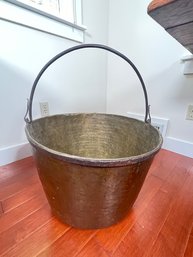 248 - VERY EARLY RARE LARGE BRASS BUCKET , EARLY 1800'S