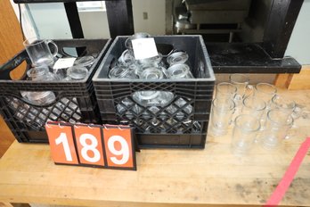 189 - GLASSES AND MILK CRATES