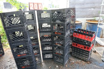 200 - MANY MILK CRATES AND BINS AS SHOWN