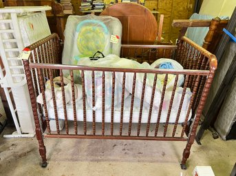 129 - INFANT ITEMS AND ANTIQUE CRIB