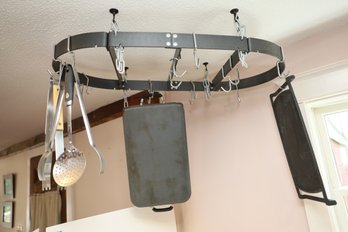 LOT 246 - CEILING POTS/PANS HANGER - REAL NICE! (INCLUDES WHATS HANGING ON IT)